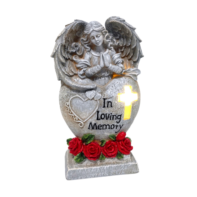 Picture of Praying Angel with Solar Lighting Cross
