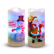 Picture of 2 Assorted Santa/Snowman Candle