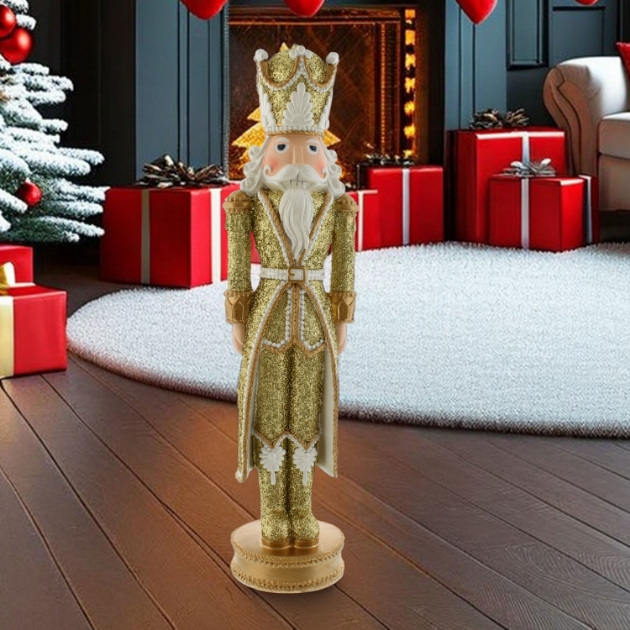 Picture of 35cm Resin Gold /White Nutcracker