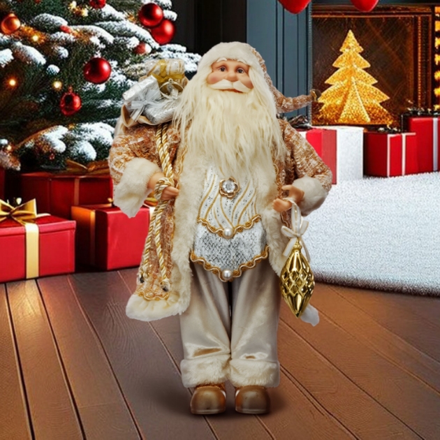 Picture of 45cm Beige / Gold Standing Santa