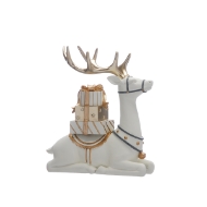Picture of 24cm White / Gold Sitting Reindeer
