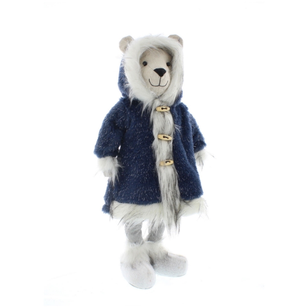 Picture of 47cm Standing Polar Bear with Blue Coat