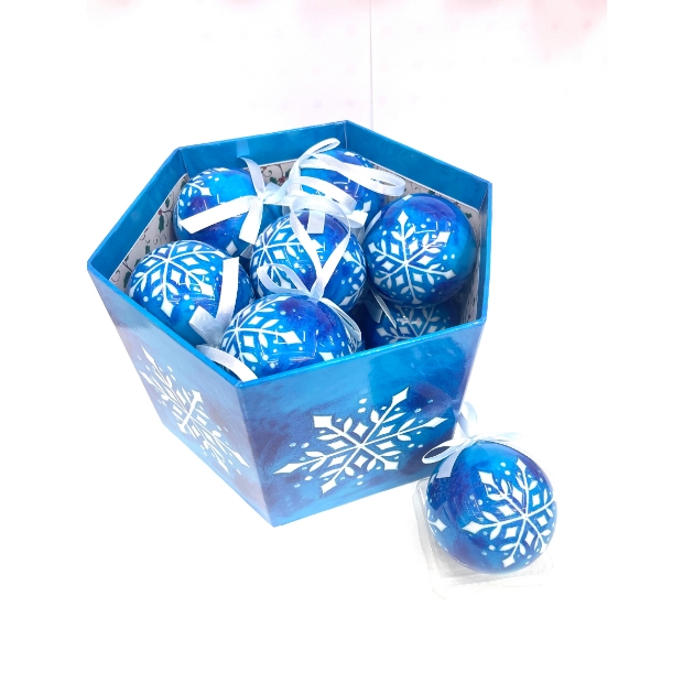Picture of 14pc Baubles in Box  - Blue Snowflake