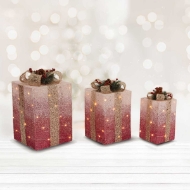 Picture of Set of 3 LED Gift Boxes Plum 