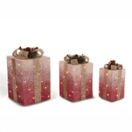Picture of Set of 3 LED Gift Boxes Plum 