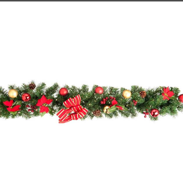 Picture of Lit Poinsettia Garland