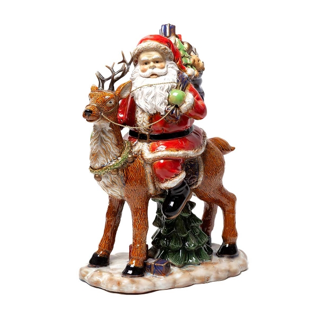 Picture of 23cm Ceramic Santa on Reindeer