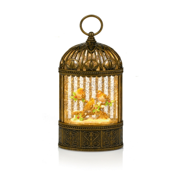 Picture of 24cm Lit Robin Scene Water Spinner