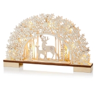 Picture of 45cm Lit Wood Snowflake Bridge with Deer