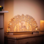 Picture of 45cm Lit Wood Snowflake Bridge with Deer