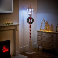 Picture of White Musical Lamp Post with Snowman