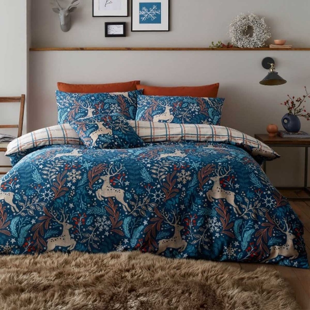 Picture of WINTER STAGS DUVET SET BLUE - SINGLE