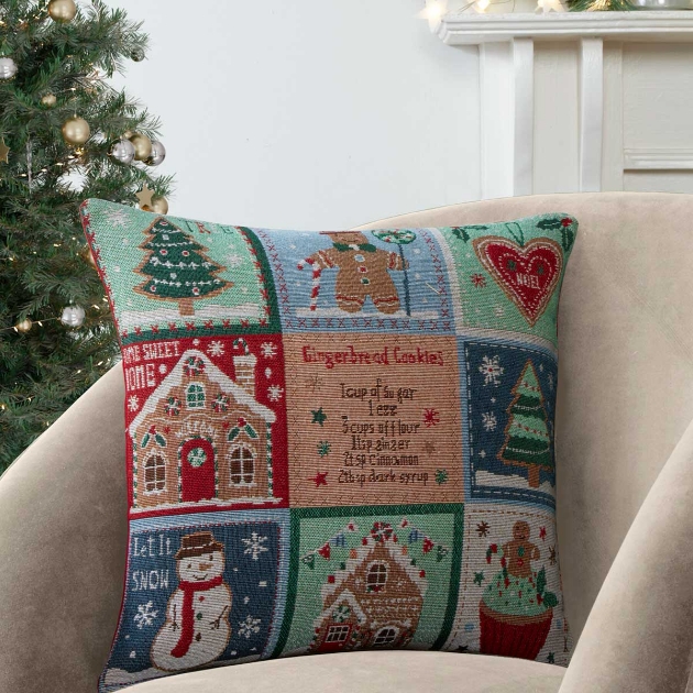 Picture of JOLLY GINGERBREAD FILLED CUSHION 43X43CM