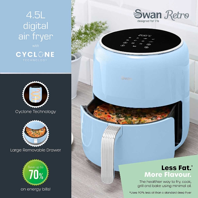 Picture of Swan Retro 4.5l Air Fryer - Blue