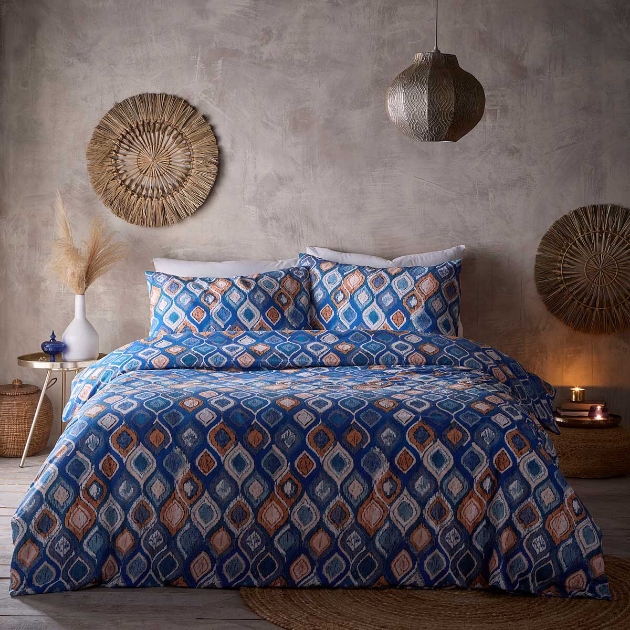Picture of TANGIERS DUVET SET BLUE - SUPER KING