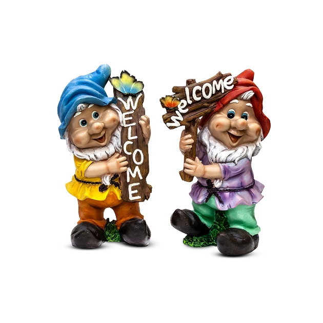 Picture of Pair of 31cm Welcome Garden Gnomes 