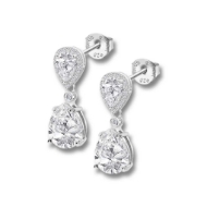 Picture of Lotus Silver CZ Pear Earrings