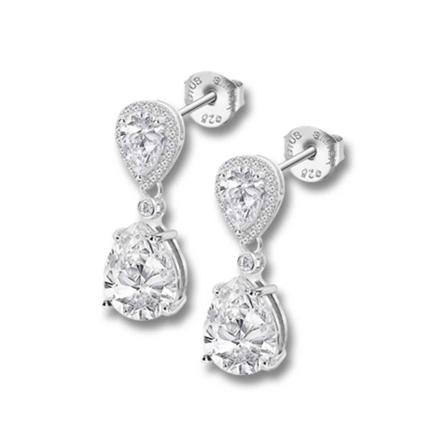 Picture of Lotus Silver CZ Pear Earrings