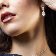 Picture of Lotus Silver CZ Pear Earrings