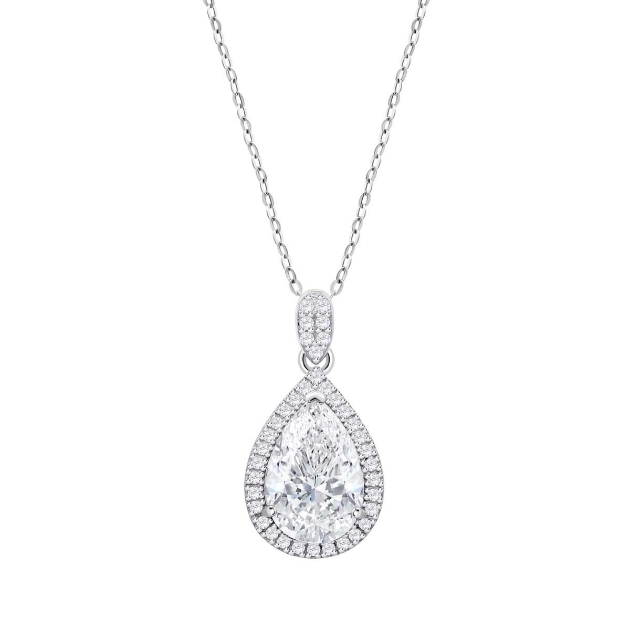 Picture of Lotus Silver CZ Pear Pendant