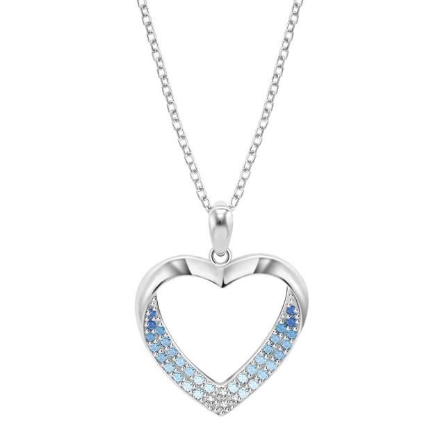 Picture of Lotus Silver Crystal Heart Pendant