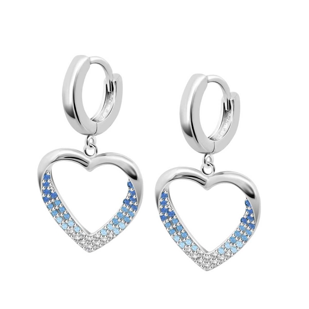 Picture of Lotus Silver Crystal Heart Earrings