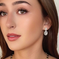 Picture of Absolute Oval Crystal & Bead Earrings